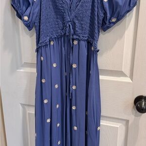 BaeVe Denim Blue Smocked Bodice Maxi Dress Sz 1XL